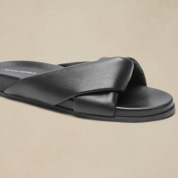 Banana Republic Black Leather slipper sandal size 7 - Picture 1 of 7